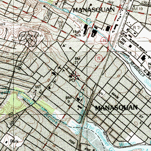 Topographic Map of Manasquan Post Office, NJ
