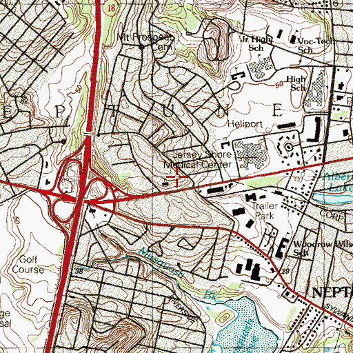 Topographic Map of Neptune West Grove United Methodist Church, NJ