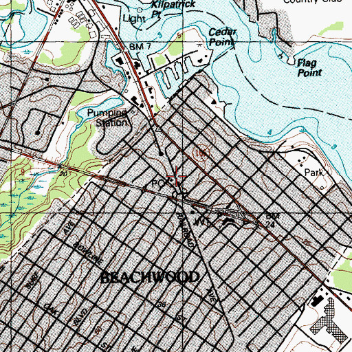 Topographic Map of Beachwood Post Office, NJ