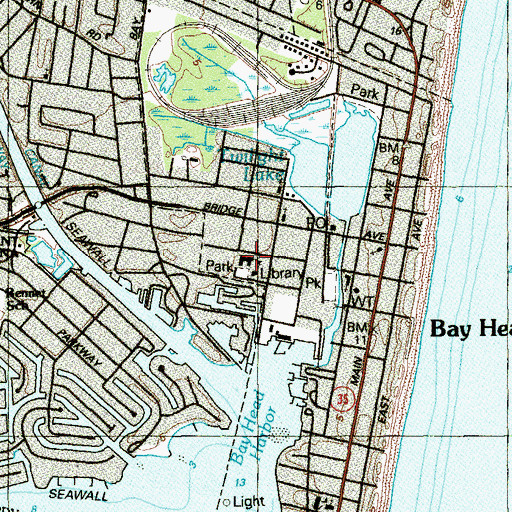 Topographic Map of Bay Head Elementary School, NJ