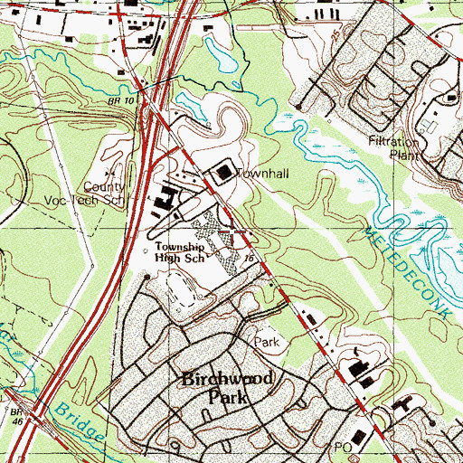 Topographic Map of Brick Township High School, NJ