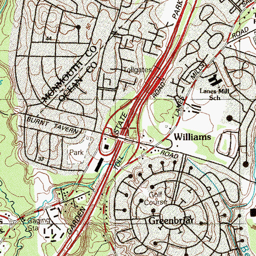 Topographic Map of Interchange 91, NJ