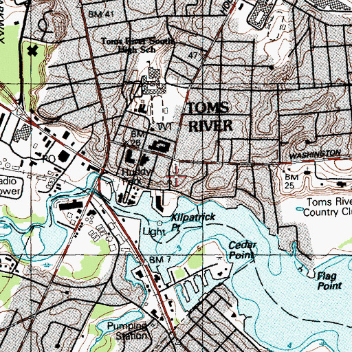 Topographic Map of Toms River Seaport Society and Maritime Museum, NJ