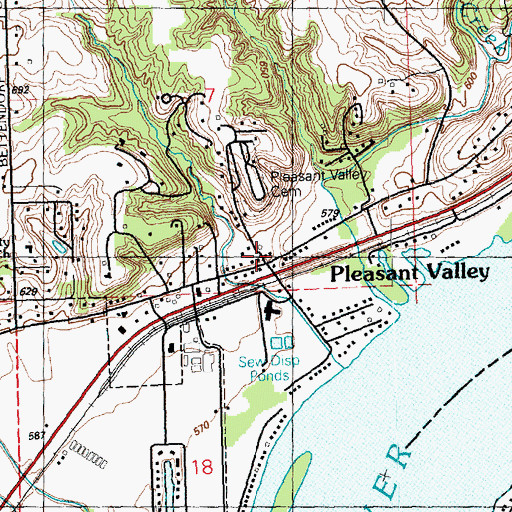 Topographic Map of Pleasant Valley Post Office, IA