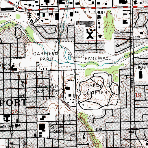 Topographic Map of Davenport Public Library, IA