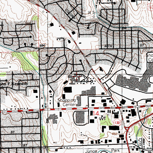 Topographic Map of Ridgecrest Village, IA