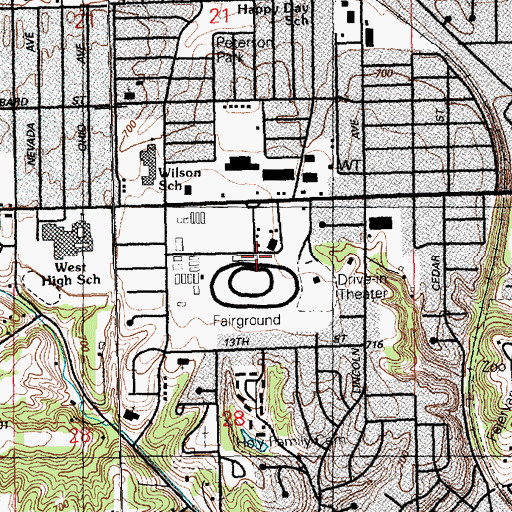 Topographic Map of Davenport District Number Nine School (historical), IA