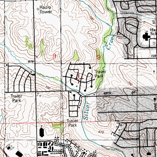 Topographic Map of Silver Creek Mobile Home Community, IA
