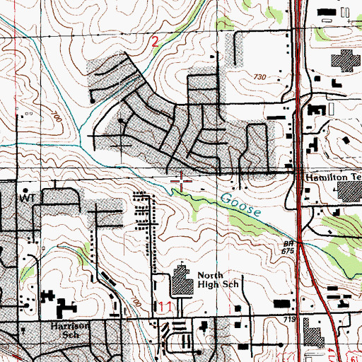 Topographic Map of Goose Creek Park, IA
