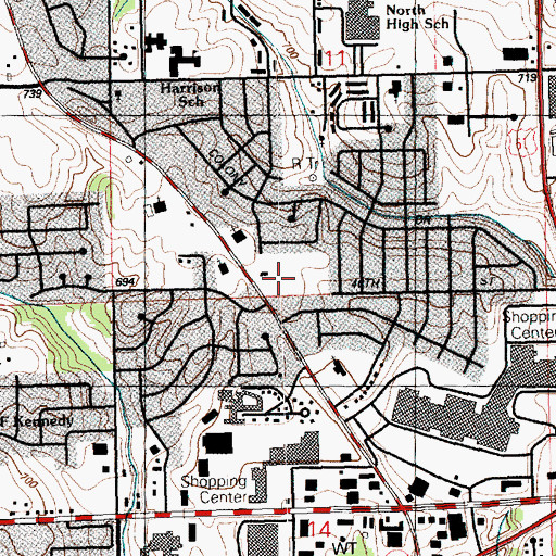 Topographic Map of Slattery Park, IA