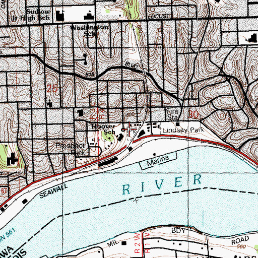 Topographic Map of Indian Springs Park, IA