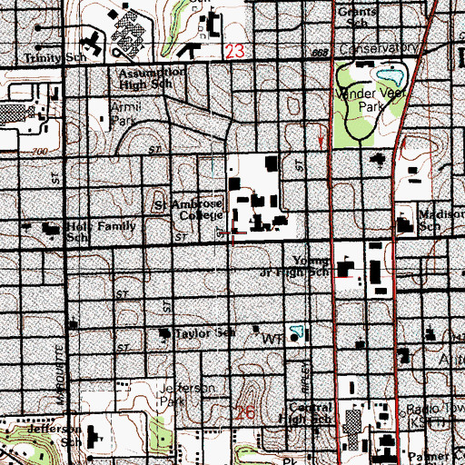 Topographic Map of McMullen Hall, IA