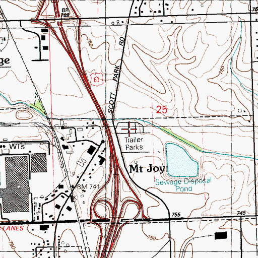 Topographic Map of Mount Joy Mobile Home Park, IA