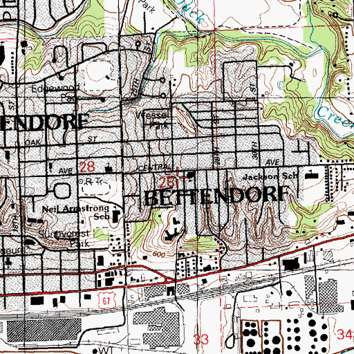 Topographic Map of Lincoln Park, IA