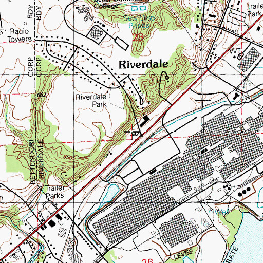 Topographic Map of Riverdale Fire Department, IA