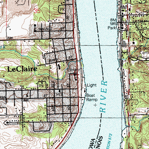 Topographic Map of Le Claire Library, IA