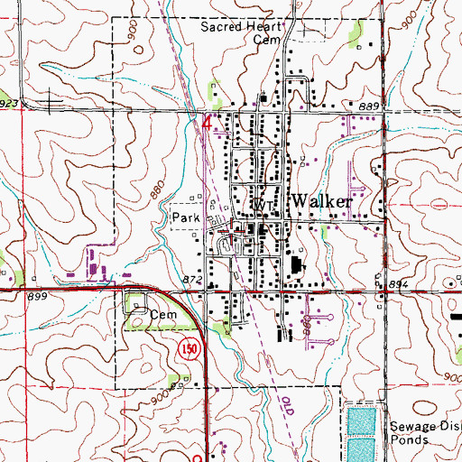 Topographic Map of Walker Fire Department, IA
