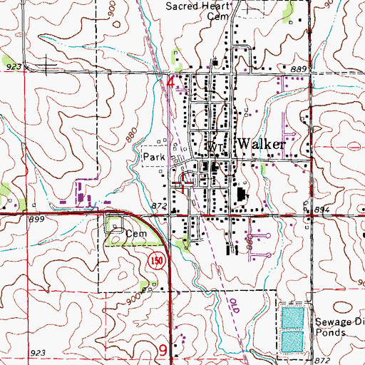 Topographic Map of Walker (historical), IA