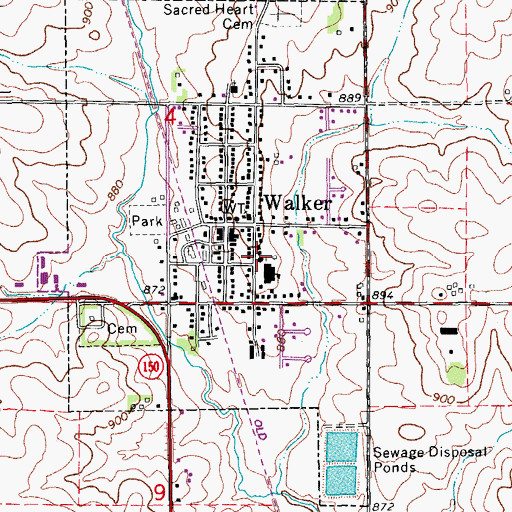 Topographic Map of Walker United Methodist Church, IA