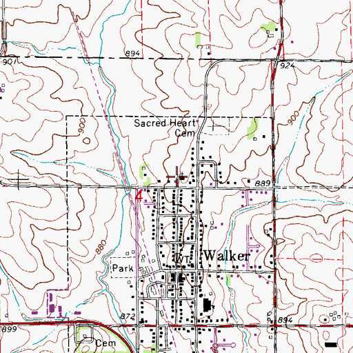 Topographic Map of Walker Bible Church, IA
