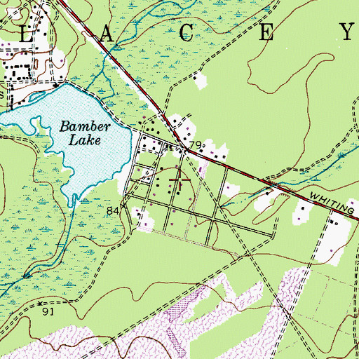 Topographic Map of Bamber Lake, NJ
