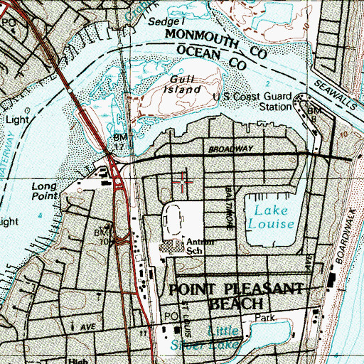 Topographic Map of Point Pleasant Golf Club (historical), NJ
