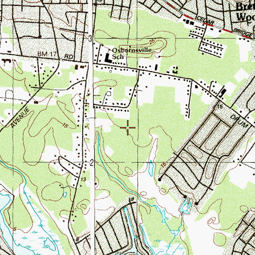 Topographic Map of Osbornsville Baptist Church, NJ
