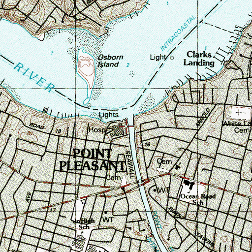 Topographic Map of Point Pleasant Hospital, NJ