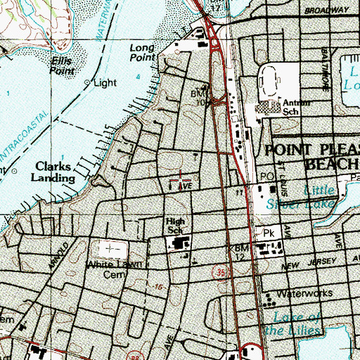 Topographic Map of Central United Methodist Church, NJ