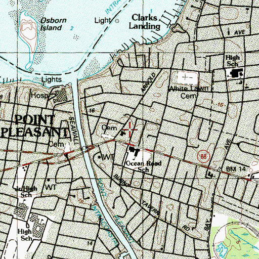 Topographic Map of Harvey Memorial Methodist Church, NJ