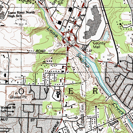 Topographic Map of Toms River Church of Christ, NJ