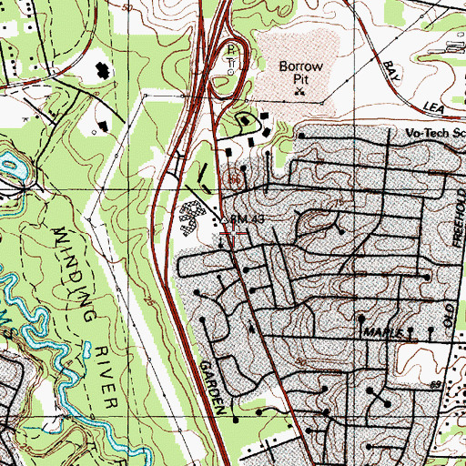 Topographic Map of Toms River Church of God, NJ