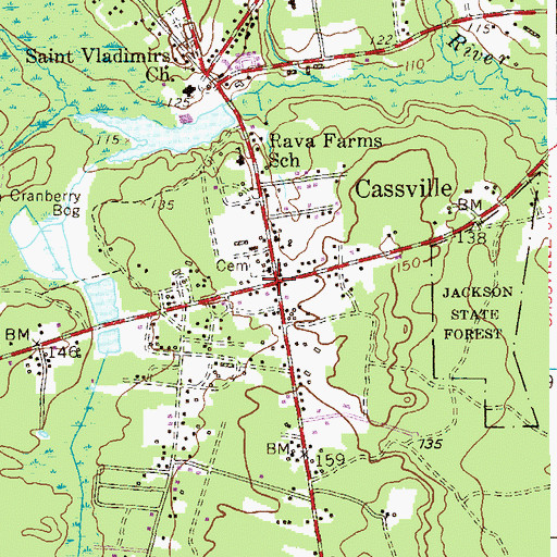 Topographic Map of Cassville Crossroads Historic District, NJ