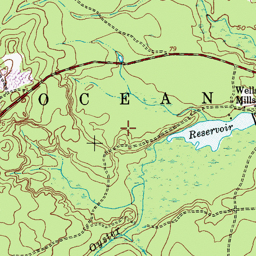 Topographic Map of Wells Mills County Park, NJ