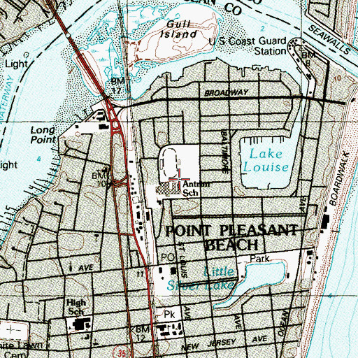 Topographic Map of G Harold Antrim Elementary School, NJ