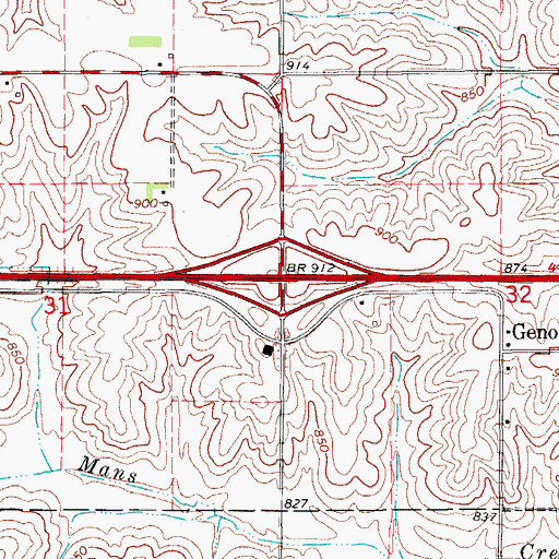 Topographic Map of Interchange 211, IA