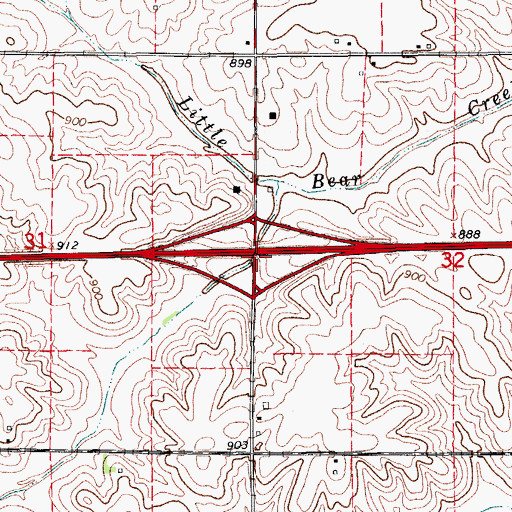 Topographic Map of Interchange 205, IA