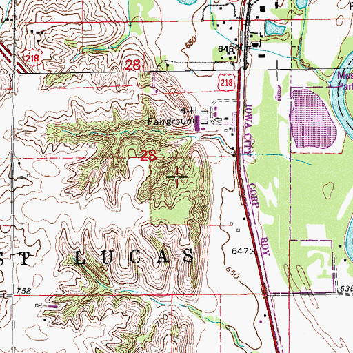 Topographic Map of Ryersons Woods, IA