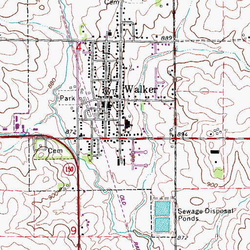 Topographic Map of Walker Elementary Center, IA