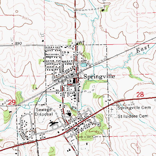 Topographic Map of Springville Memorial Library, IA