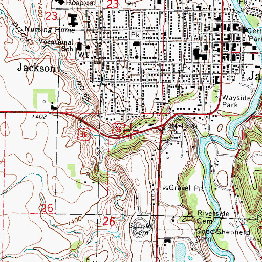 Topographic Map of Fort Belmont City Park, MN