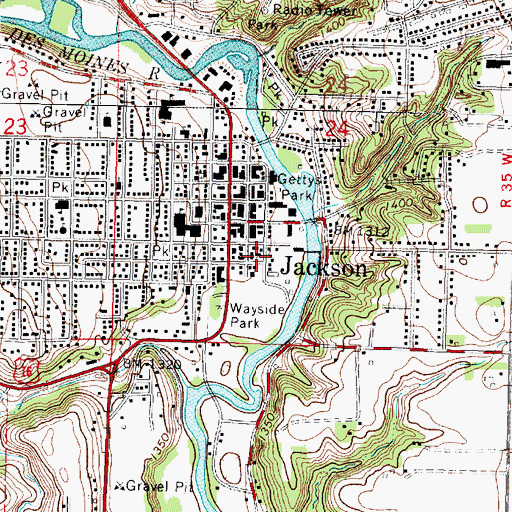 Topographic Map of Jackson Post Office, MN