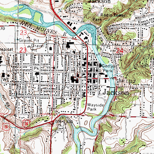 Topographic Map of Jackson County Courthouse, MN