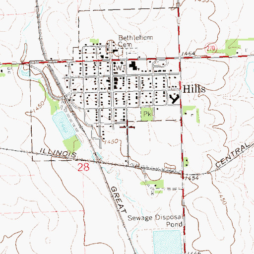 Topographic Map of Hills Christian School, MN