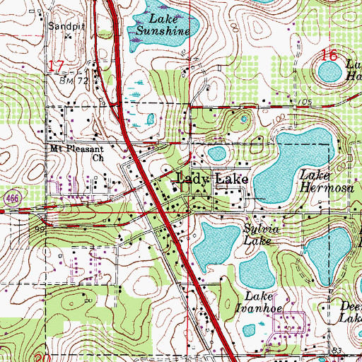 Topographic Map of The Villages Church of Christ, FL