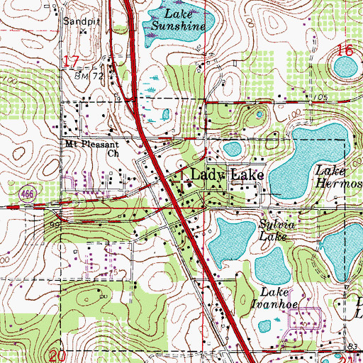 Topographic Map of Lady Lake United Methodist Church, FL