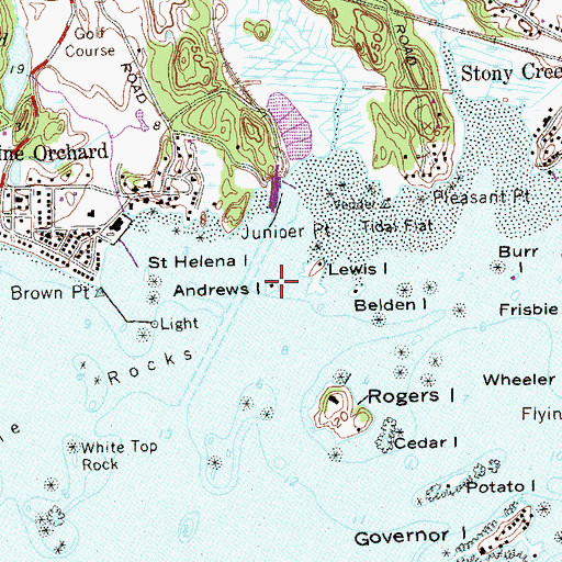 Topographic Map of Andrews Island, CT