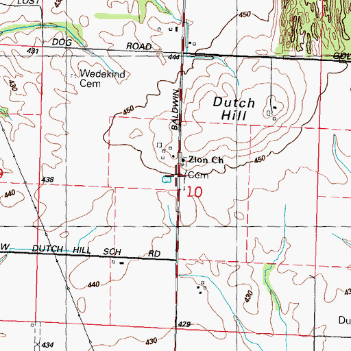 Topographic Map of Spitz-Bilgere Cemetery, IL