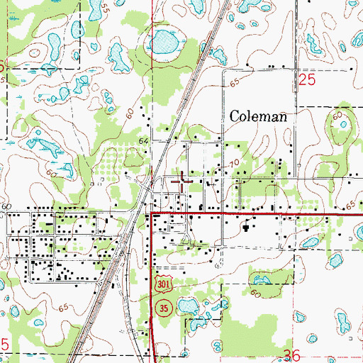 Topographic Map of Coleman Post Office, FL