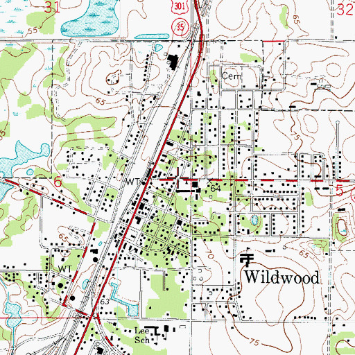 Topographic Map of Wildwood Church of Christ, FL